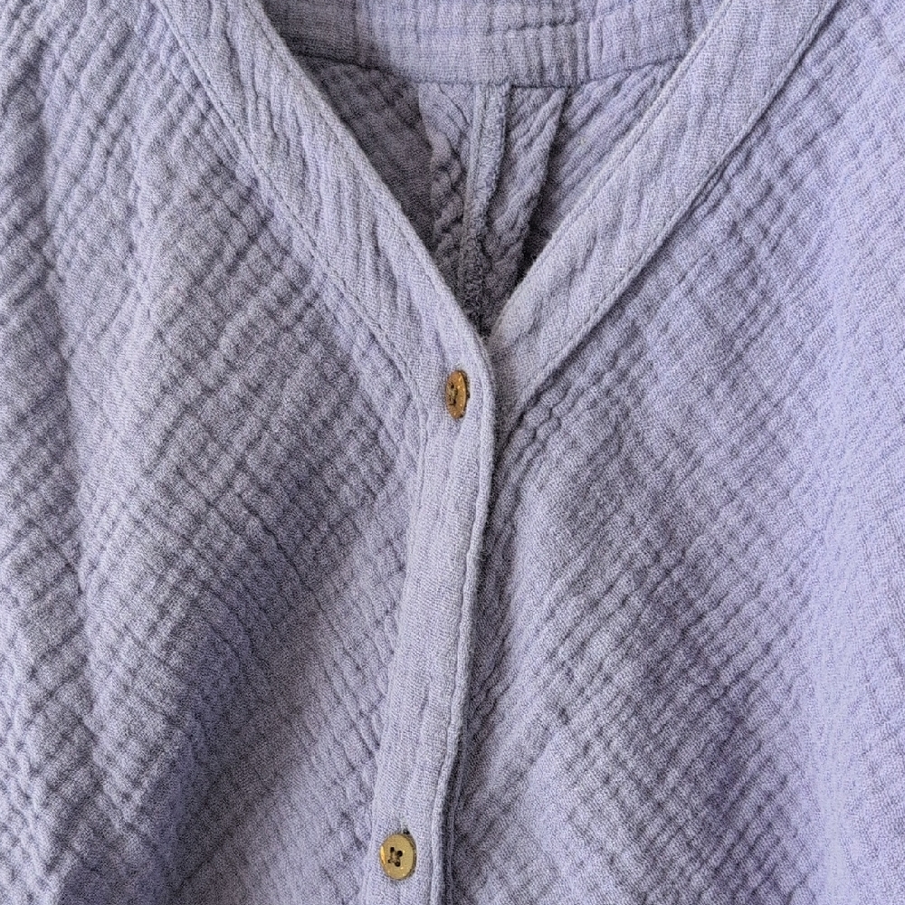 Soft Surroundings Blue Textured Button-Front V-Neck Tunic - Picture 3 of 8